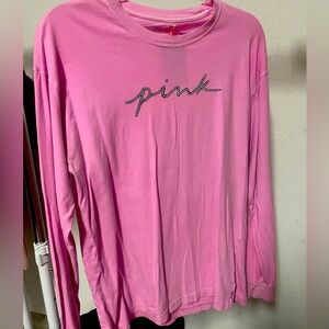 Pink bedazzled long sleeve tee
